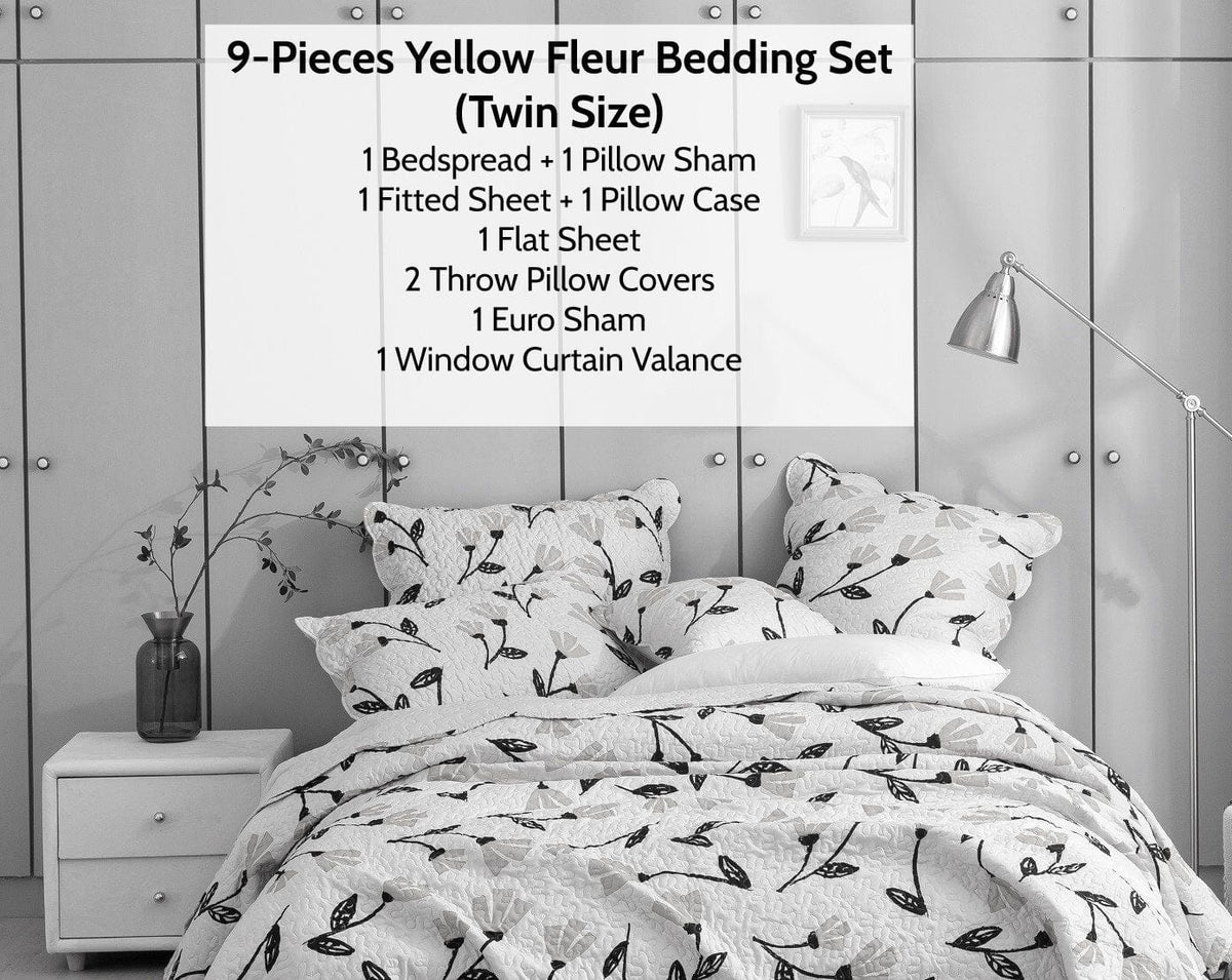 Bedding Yellow Fleur Floral Bed in a Bag Set - Ivory Botanical