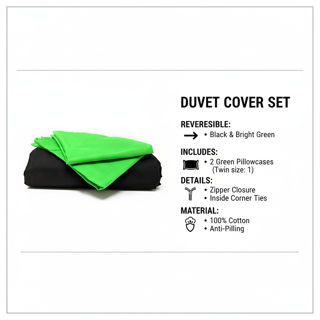 Tache Cotton Lime Green & Black Reversible Duvet Cover (DC32PC)