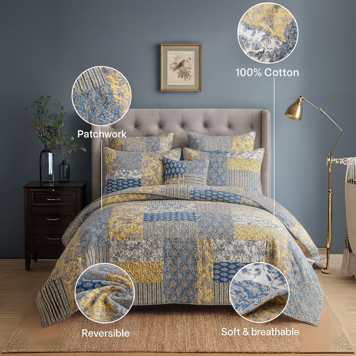 Bedding Honey Cove Floral Paisley Patchwork Quilt Set