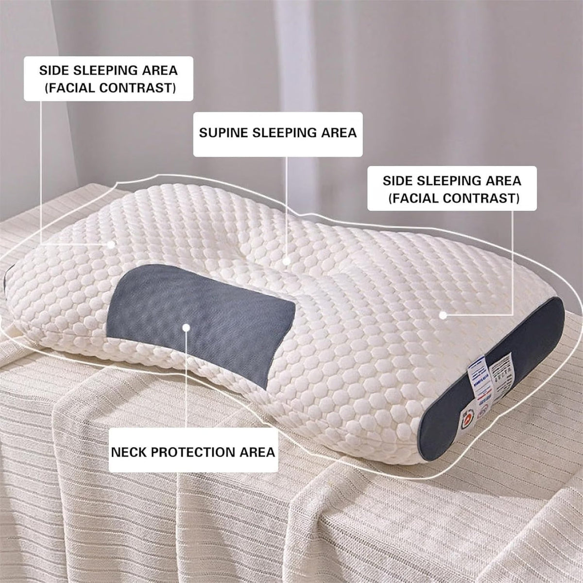 Knitted Antibacterial Cotton Massage Neck Pillow with Removable Cover