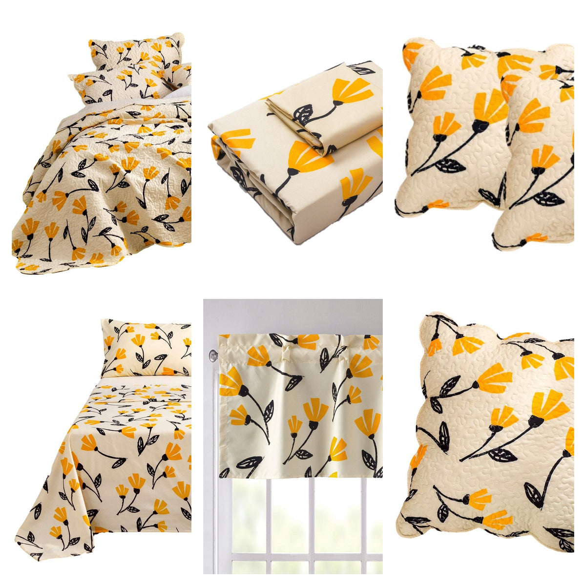 Bedding Yellow Fleur Floral Bed in a Bag Set - Ivory Botanical
