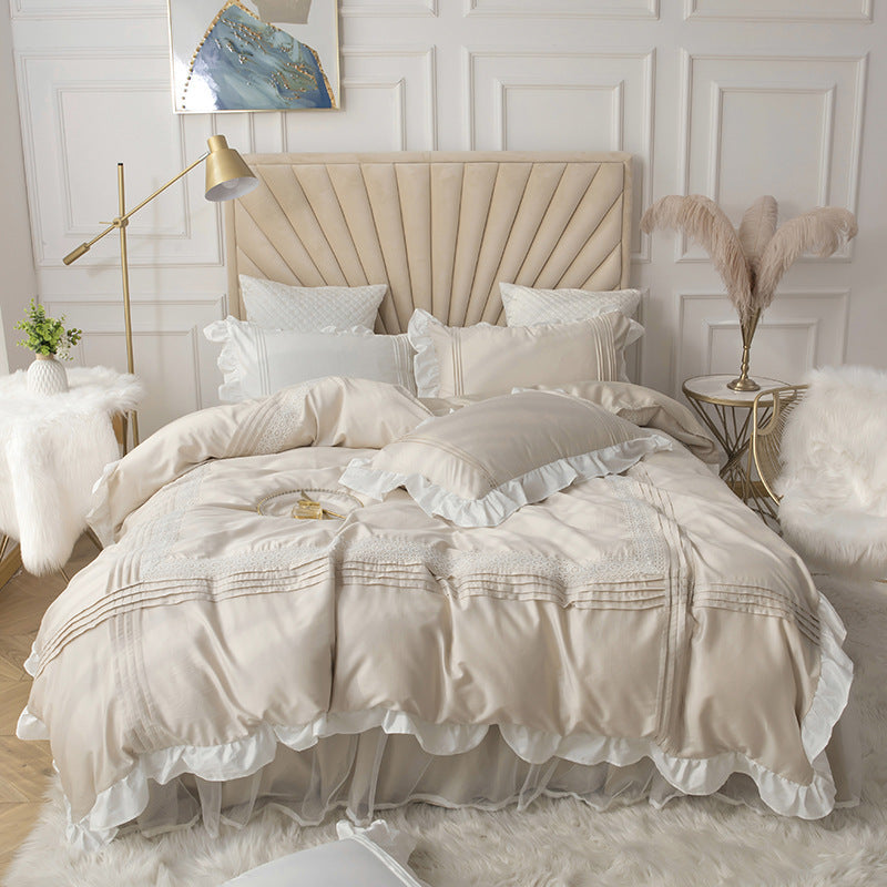 Lace Bed Skirt Quilt Cover Korean Princess Style