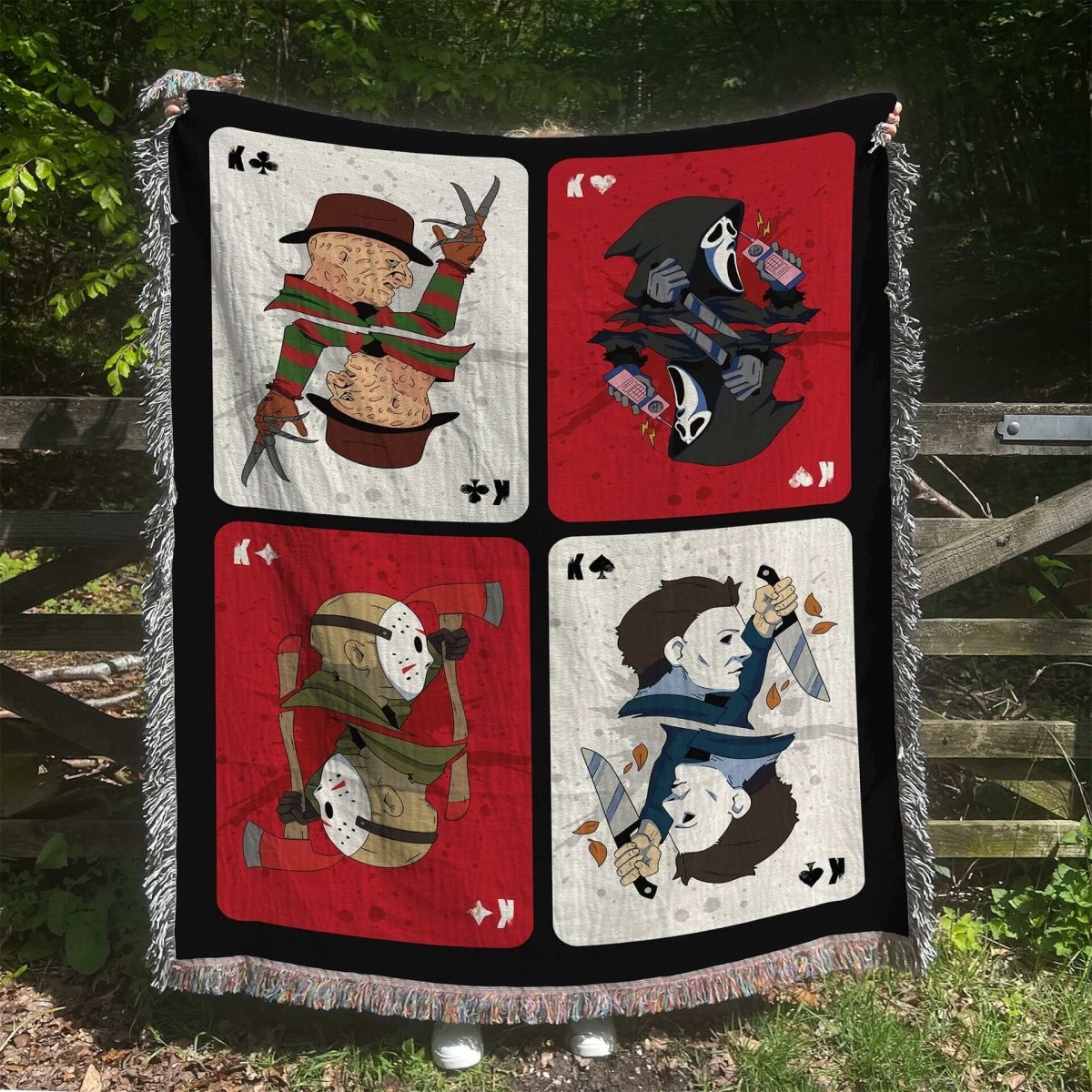 Horror Card Tapestry Throw Blanket (50x60 Inches)