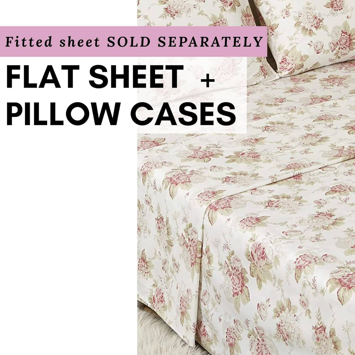Bedding Hint of Mint Floral Cotton Flat Sheet Set