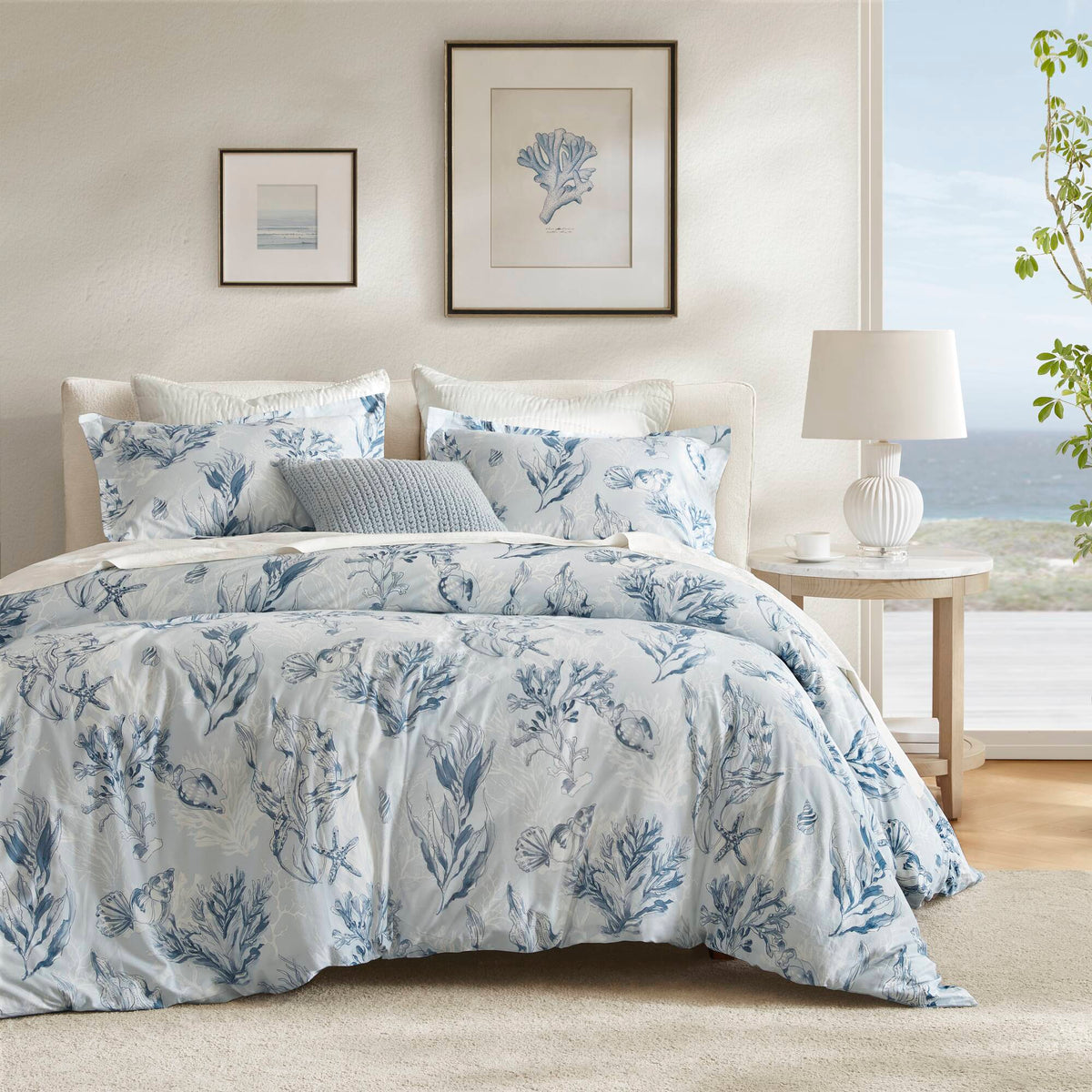 3-Piece King 100% Cotton Sateen Duvet Cover Set, Navy/Blue