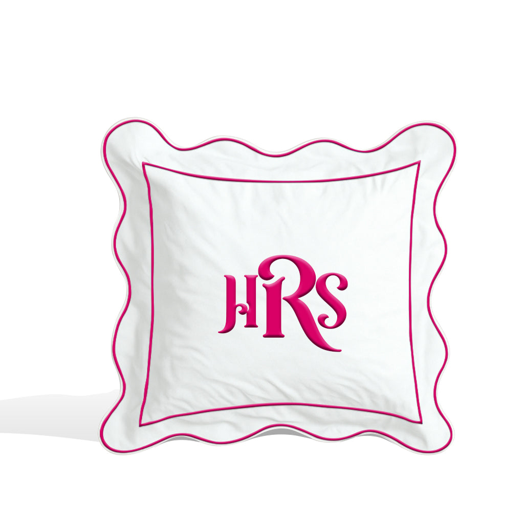 Monogram 400TC Cotton Scallop Embroidery & Border Sateen Solid Euro Sham