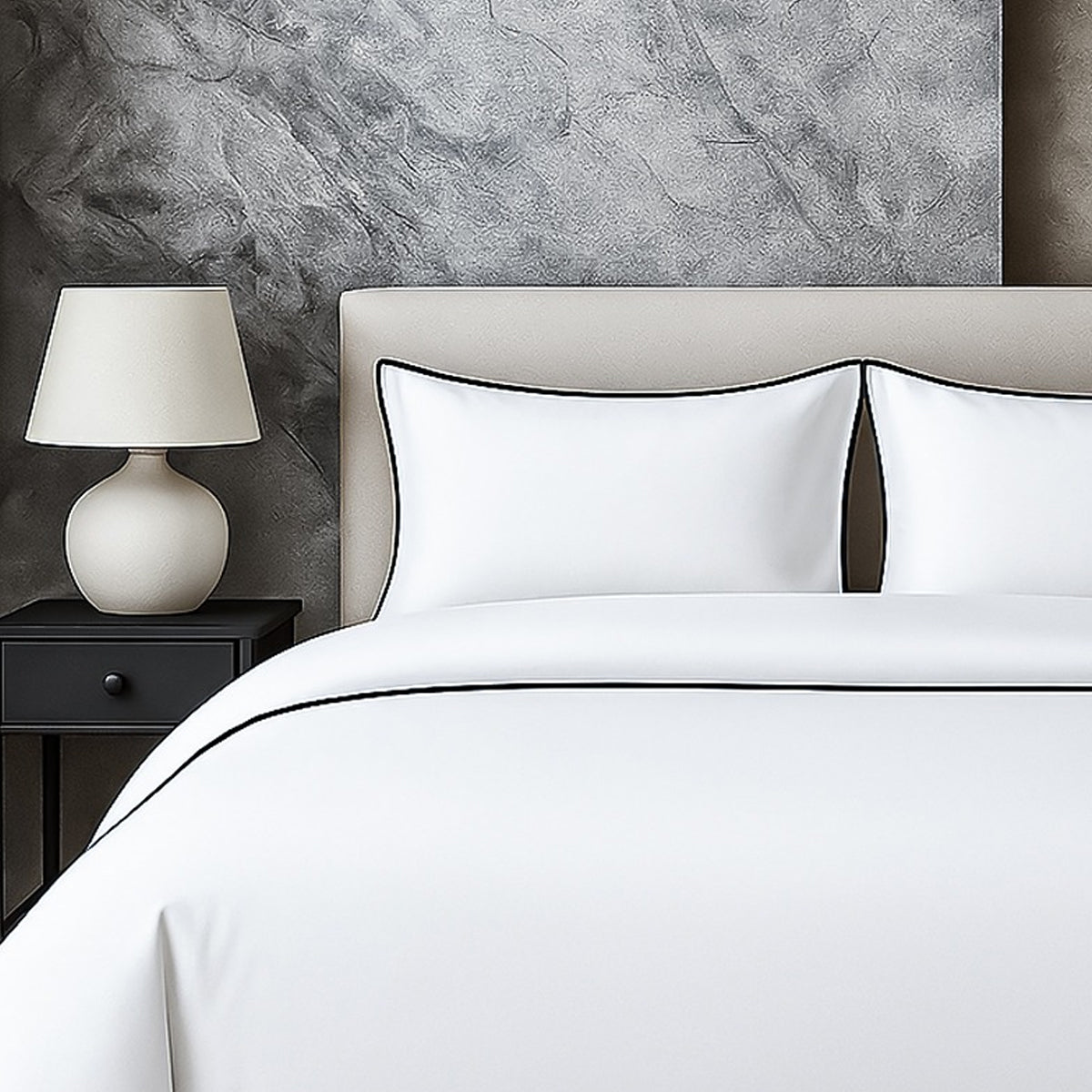 400 TC 100% Tencel Soft Silk Piping Duvet Cover Set